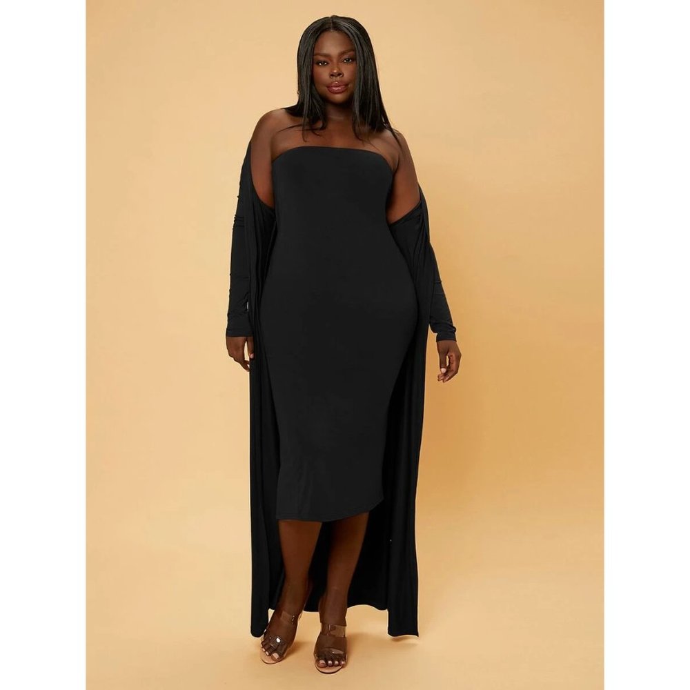 Shein SXY Plus Open Front Coat & Tube Dress size 3XL NWOT!